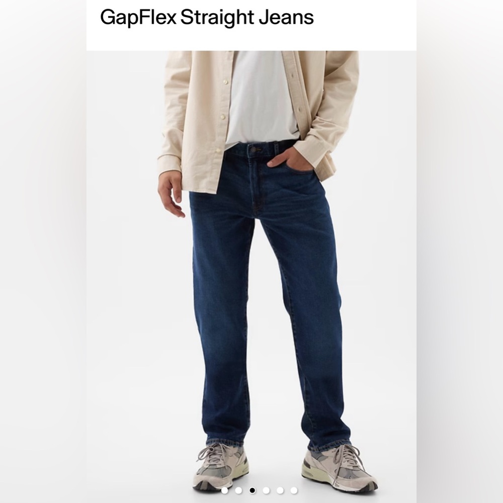 GAP Men's Straight Gapflex Fit Jeans in Dark Blue Wash 36/32